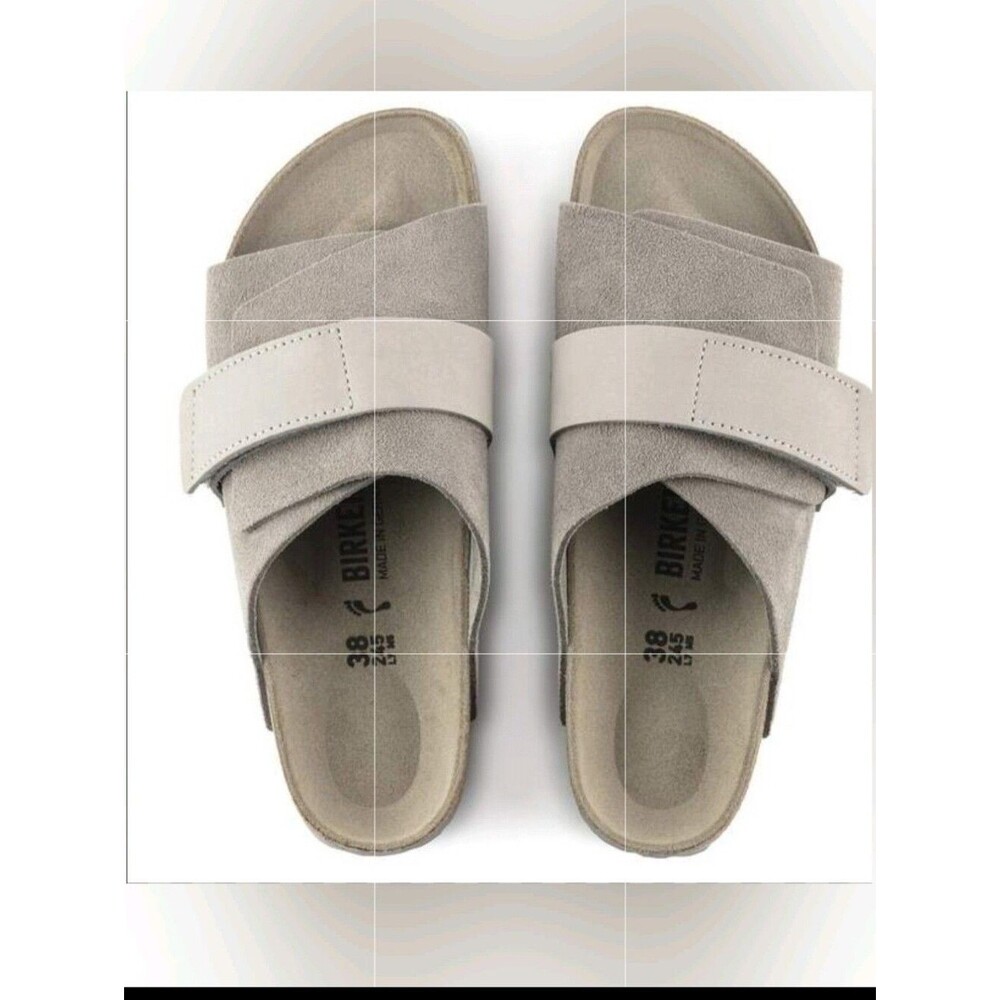 Birkenstock Unisex Kyoto Suede Leather Beige Slide US W Sz 8-8.5, M 6-6.5, EU 39